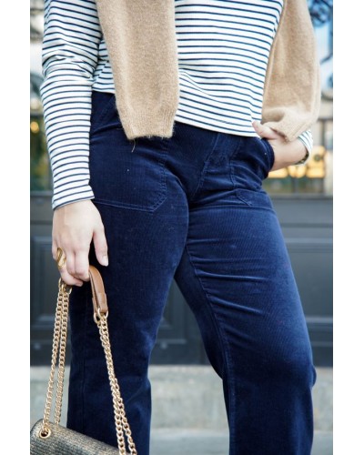 pantalon en velours bleu marine