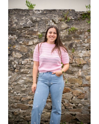 Haut rose crochet