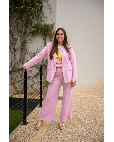 Ensemble tailleur pantalon rose (veste)
