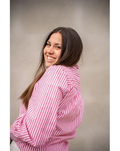 chemise rose et blanche