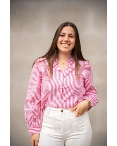 chemise rose et blanche