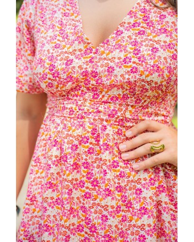 Robe à fleurs orange