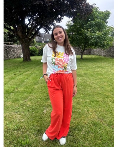 Pantalon rouge orangé