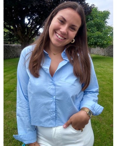 Chemise courte bleu