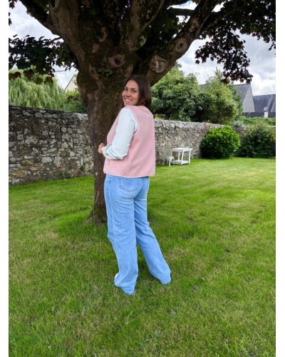 veste sans manche rose pâle