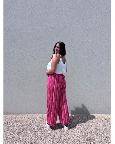 Pantalon à motifs dans les tons rose