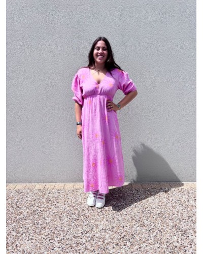 Robe longue rose