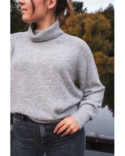 Pull Gris à Col Montant