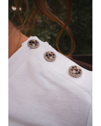 T-shirt blanc à boutons