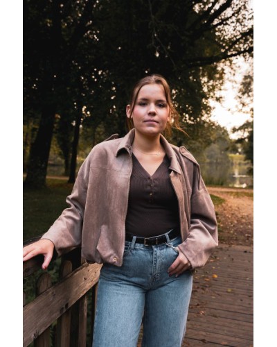 Veste en Daim Taupe
