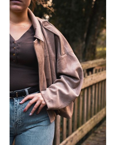 Veste en Daim Taupe