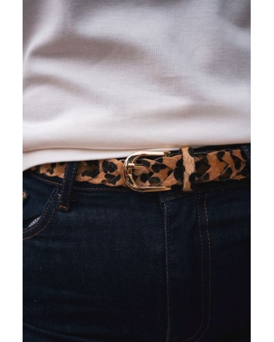 Ceinture Tressée à Motif Léopard