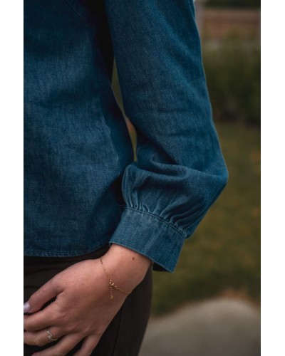 Chemise en Jeans à Grand Col
