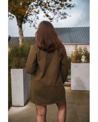 Robe Kaki à Col Montant
