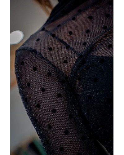 Top col roulé noir transparent