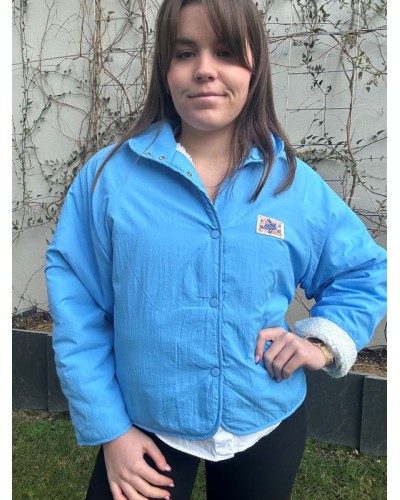 Veste Réversible Bleu et Crème