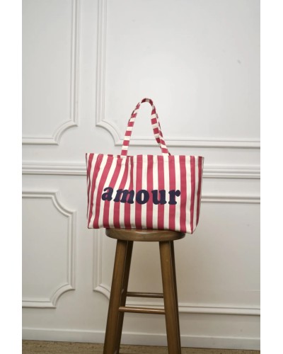 Sac Cabas Rayé Rose