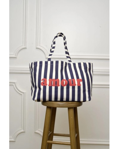 Sac Cabas Rayé Bleu