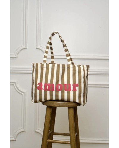 Sac Cabas Rayé Kaki