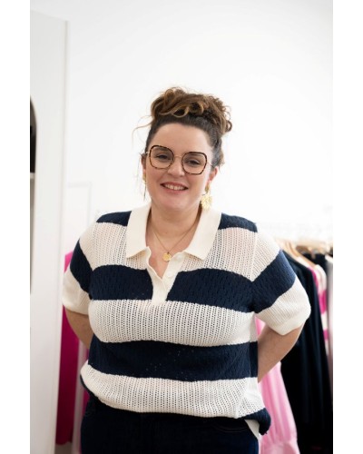 Polo Bleu et Blanc à Rayures