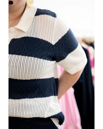 Polo Bleu et Blanc à Rayures