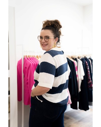 Polo Bleu et Blanc à Rayures