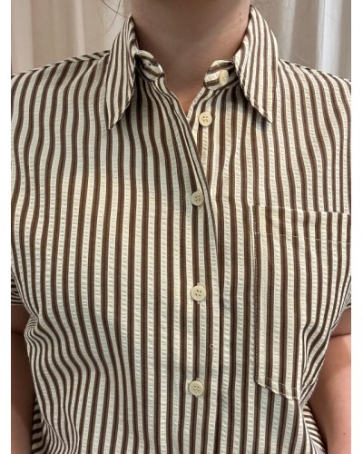 Chemise à Rayures Marron et Crème