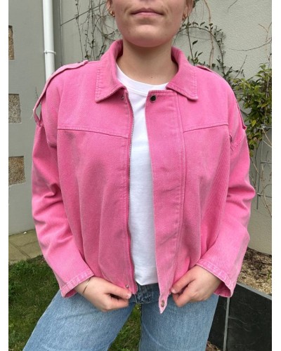 Veste en Denim Rose