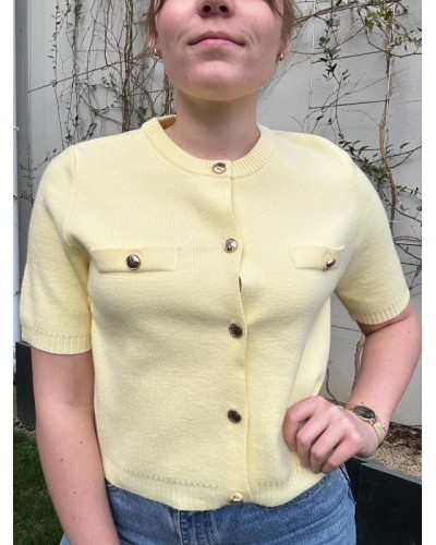 Pull Manches Courtes Jaune