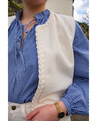 Blouse à carreaux en coton marine Varry