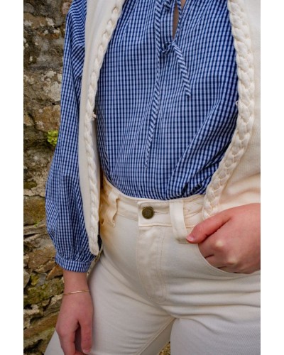 Blouse à carreaux en coton marine Varry