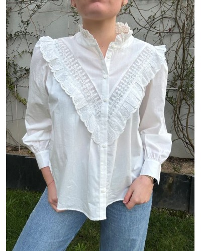 Blouse Blanche à Dentelle