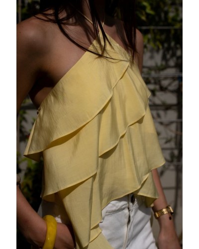 Top Jaune à Volants