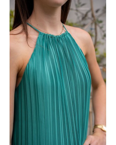 Robe courte plissée à encolure américaine Wilona