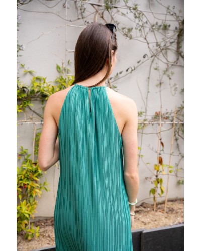 Robe courte plissée à encolure américaine Wilona